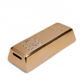 Gold bar money box with money