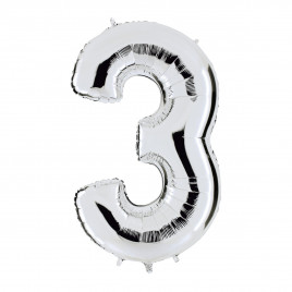 Helium Balloon - Silver Number-3